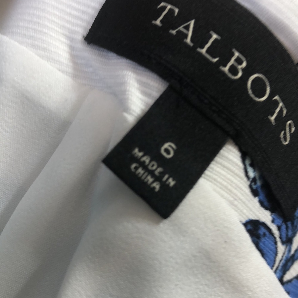 TALBOTS SIZE 6 LIKE NEW WHITE SKIRT WITH BLUE AND TEAL TRIM. FULLY LINED. EUC - Picture 5 of 5